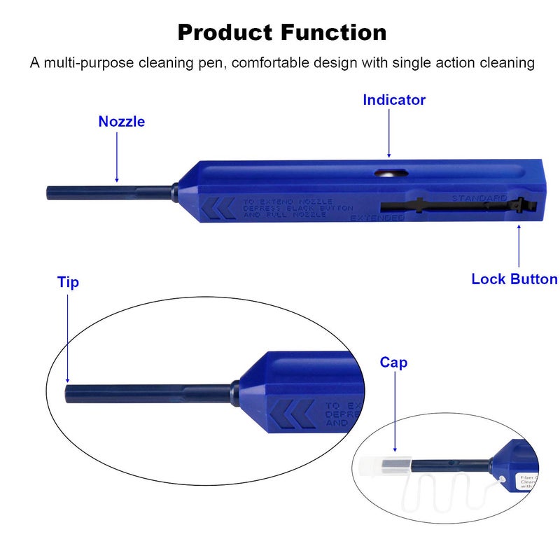 YIENFBEV Fiber Optic Cleaning Pen, LC/MU 1.25mm Ferrule Connectors Fiber Cleaner, Cleans Over 800 Times - Image 2